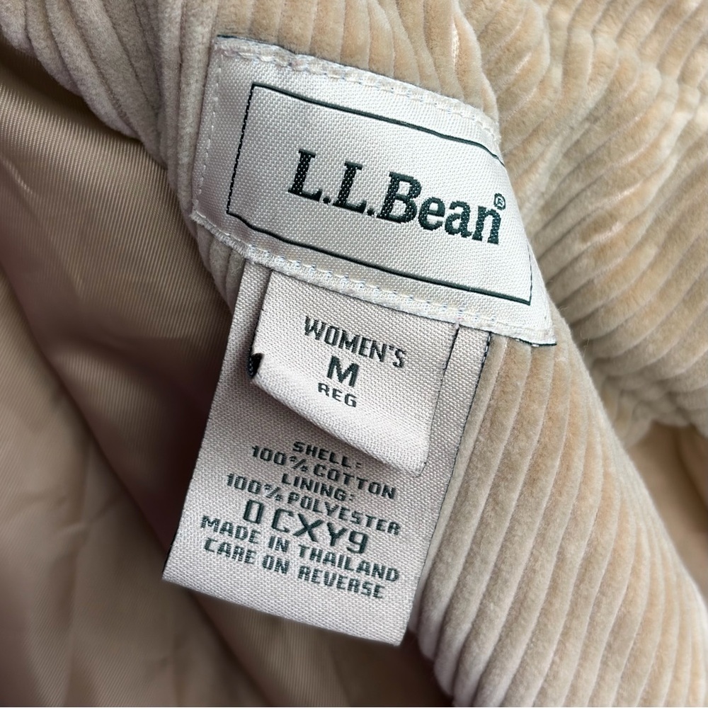 Vintage LL Bean Corduroy Barn Jacket Womens M Tan Beige Chore Coat Lined - Picture 5 of 15